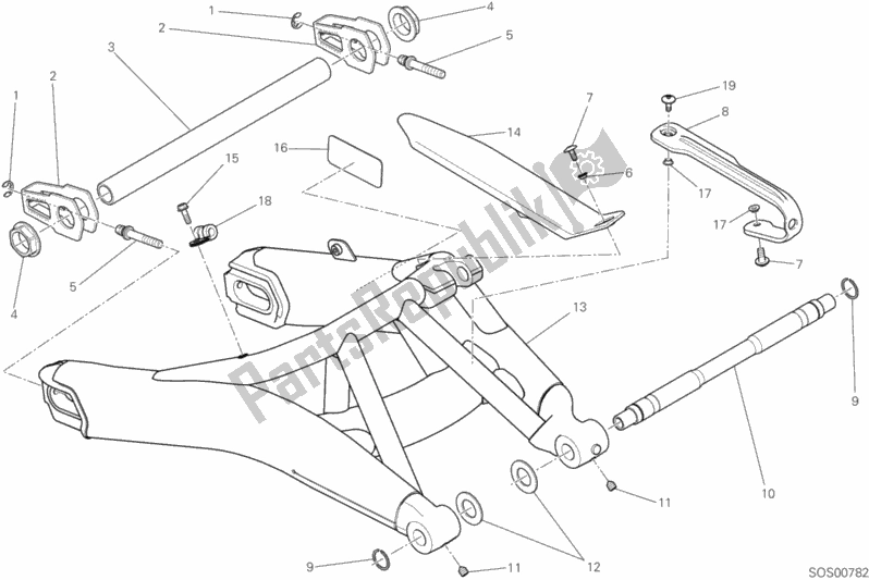 Alle onderdelen voor de Forcellone Posteriore van de Ducati Scrambler Sixty2 Thailand USA 400 2017